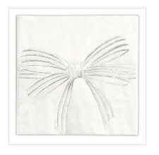 Silver Bow Cocktail Napkin - 20ct