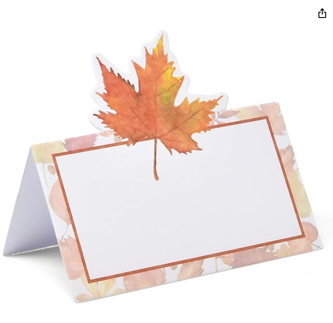 White Place Cards w/ Pop Up Fall Maple Leaf - 25ct