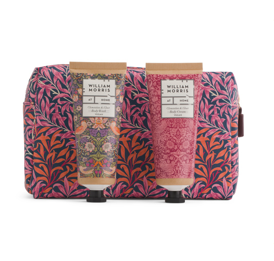 William Morris Cosmetic Bag w/Body Lotion & Body Wash