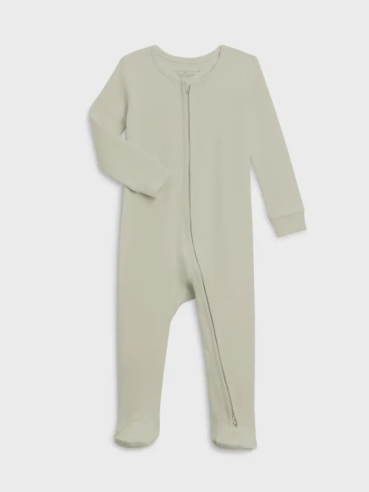 Organic Baby Peyton Zipper Sleeper - Sage 3-6m