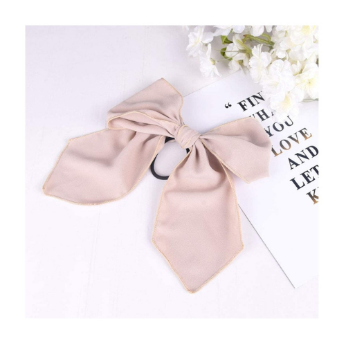 Hair Elastic w/Chiffon Bow, Cream