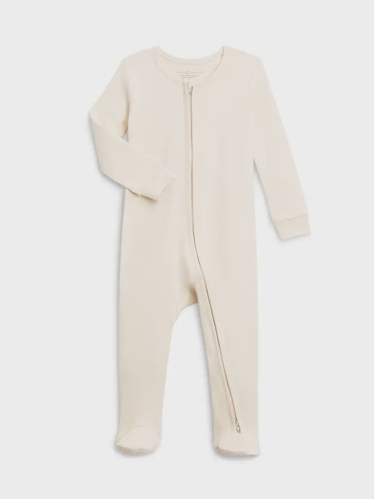 Organic Baby Peyton Zipper Sleeper - Natural 0-3m