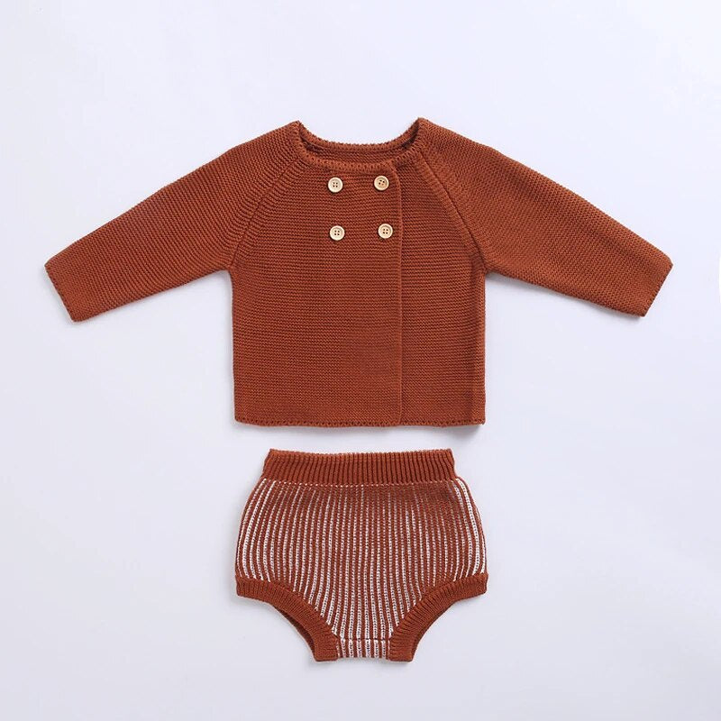 Rust Orange Knit baby set, 12M