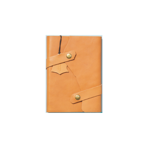 Italian Leather Notebook - Tan w/Map Flap Closure