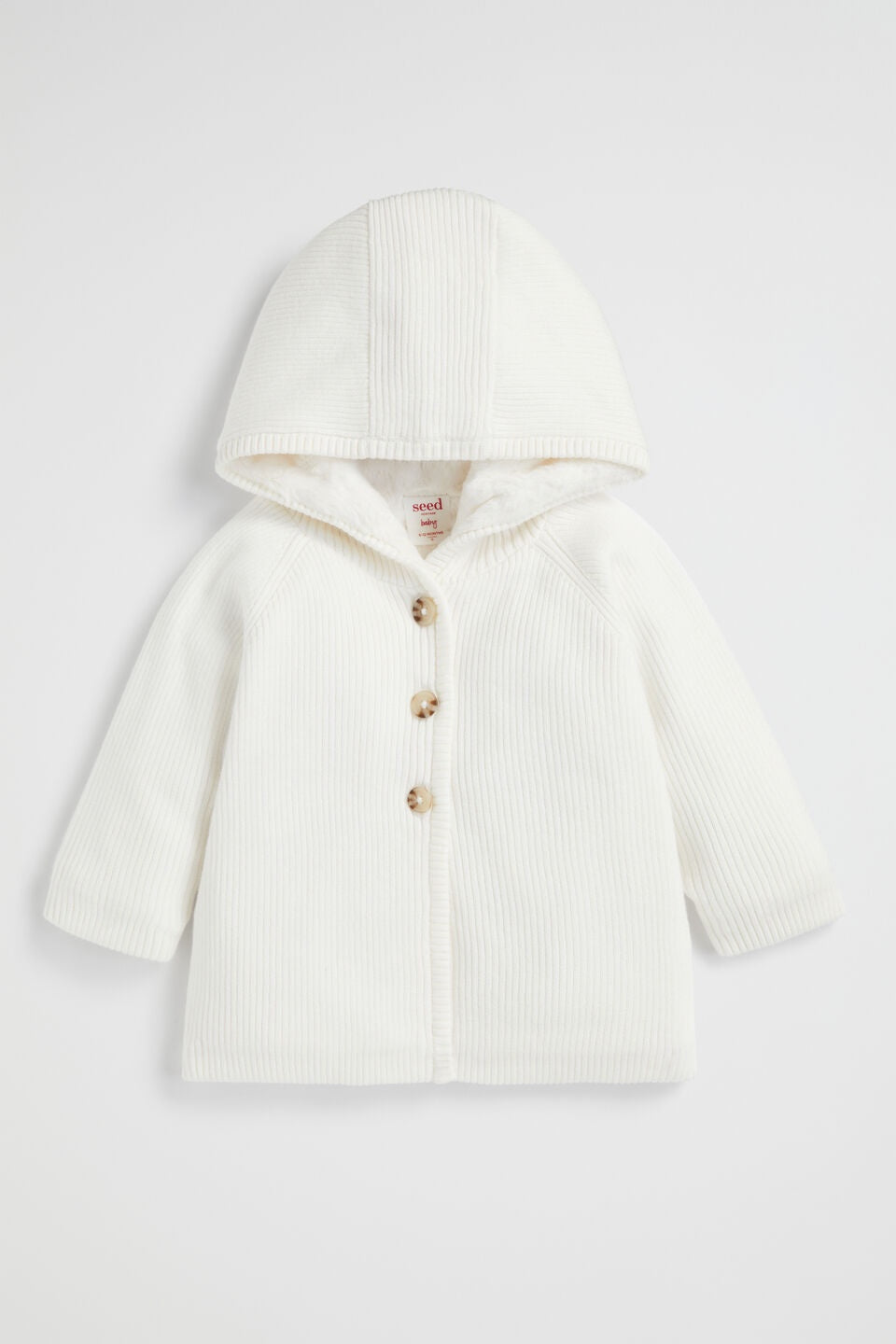 Sherpa Lined Hooded Cardi, Color: Canvas, Size: 6-12m