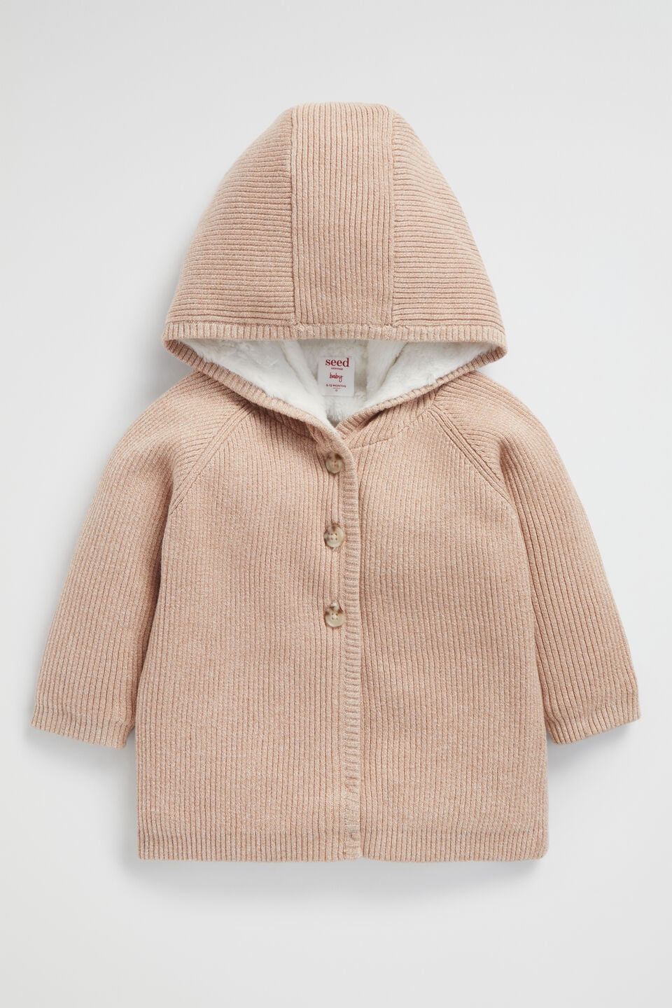 Sherpa Lined Hooded Cardi, Color: Cappuccino , Size: 3-6m