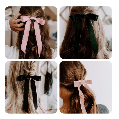 Hair Elastic w/Velvet Bow, Blue