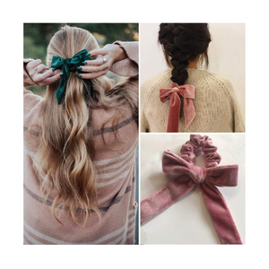 Velvet Scrunchie w/Bow,  Black