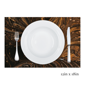 Zela Paper Placemats 25ct - Black & Gold Marbled