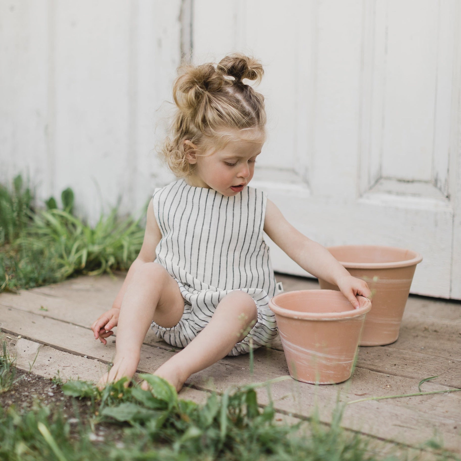 Stripe Singlet & Bloomers Set, Linen, 0-3m