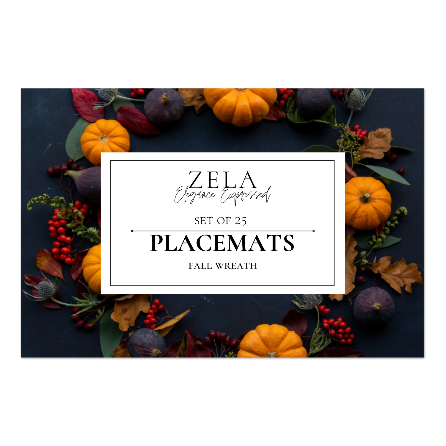 Zela Paper Placemats 25ct - Fall Wreath