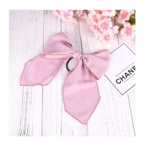 Hair Elastic w/Chiffon Bow, Pink