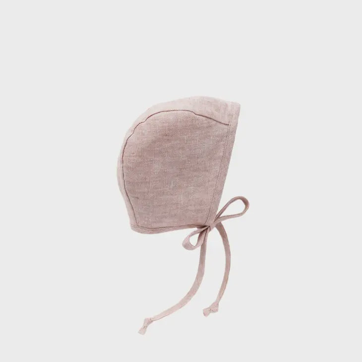 Blush Linen Bonnet Cotton-Lined, size 12-18m