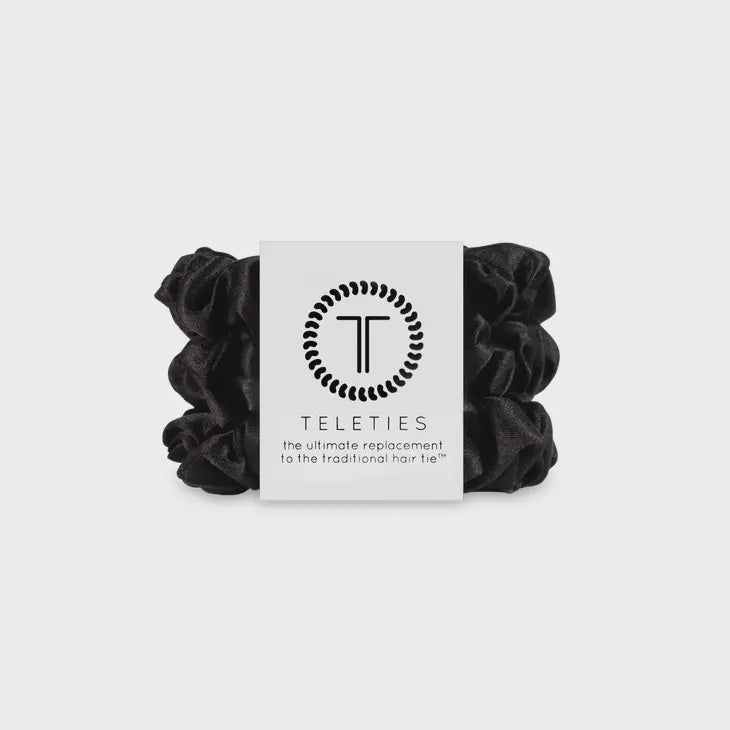 Jet Black Small Silk Scrunchie