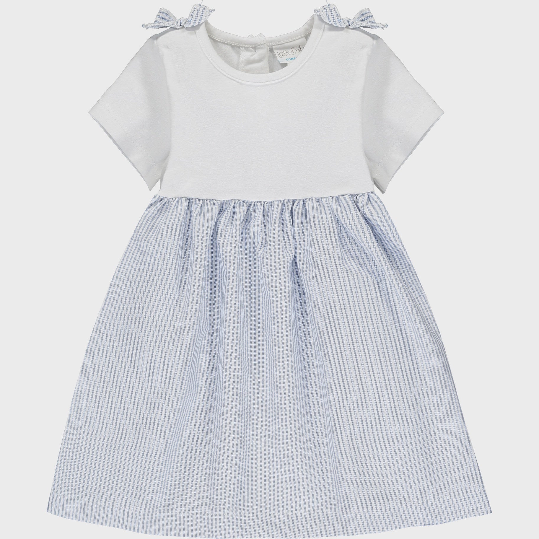 T-shirt Dress with Oxford Stripe Skirt and bow details, 6-12m