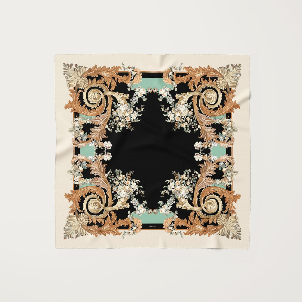 KOKO, 90cm Silk Scarf, Antiqua Tapioca