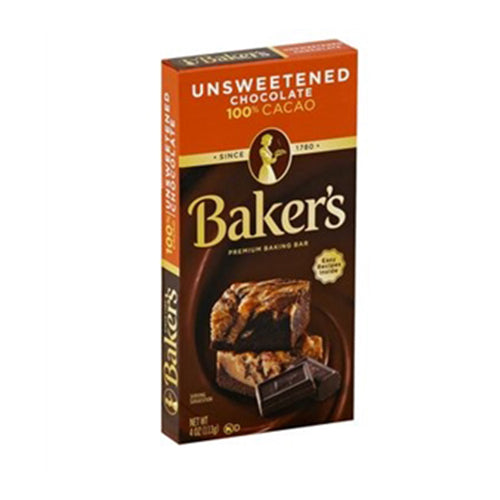 Baker's Unsweetened 100% Cacao Baking Chocolate Bar - 4oz.