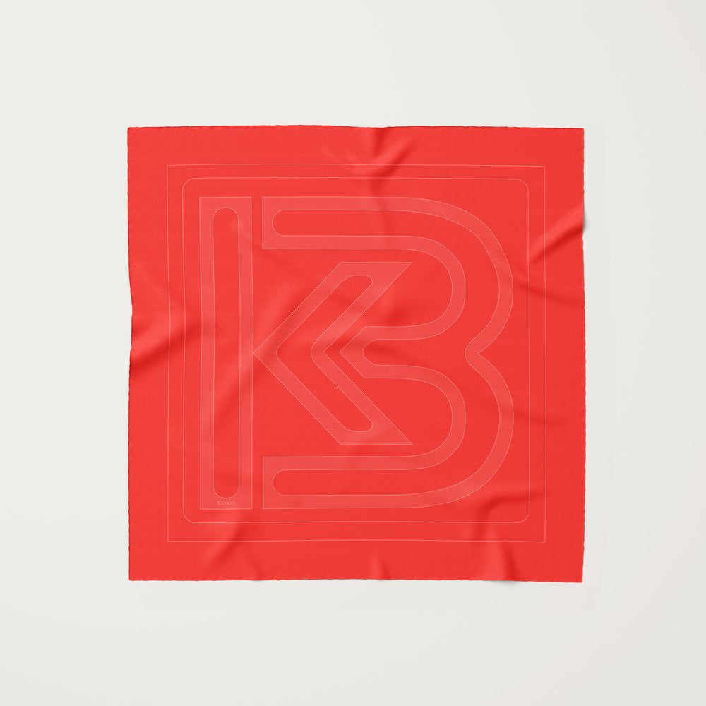 KOKO, 90cm Silk Scarf, Basico Red Orange