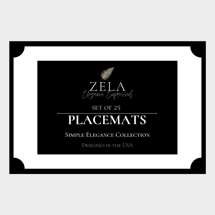 Zela Placemats 25 ct - Simple Elegance Collection, Black Border