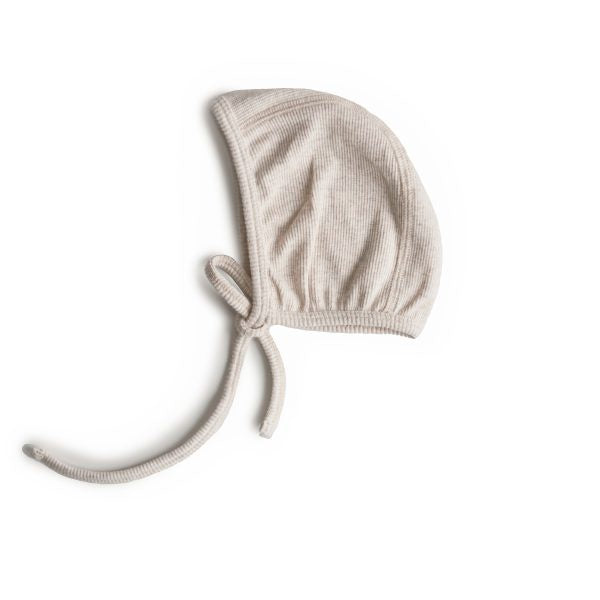 RIBBED BABY BONNET (BEIGE MELANGE)