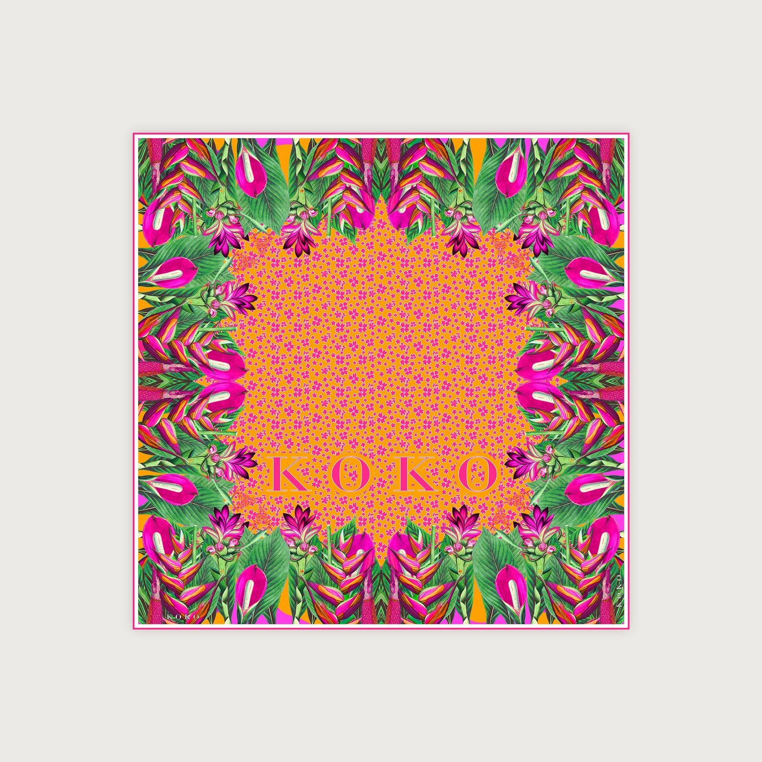 KOKO, 90cm Silk Scarf, Bosque Summer