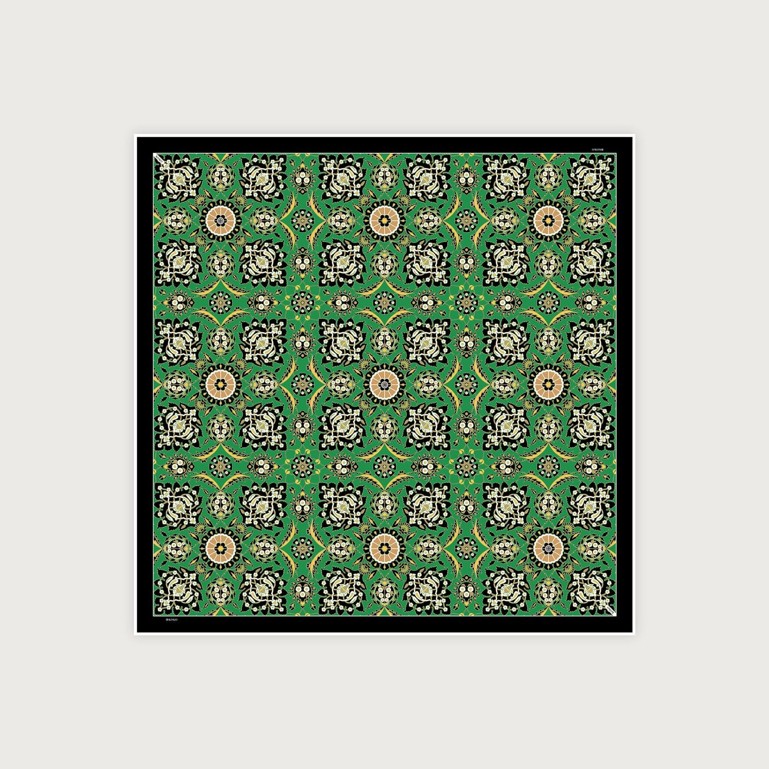 KOKO, 90cm Silk Scarf, Castella Classic Green