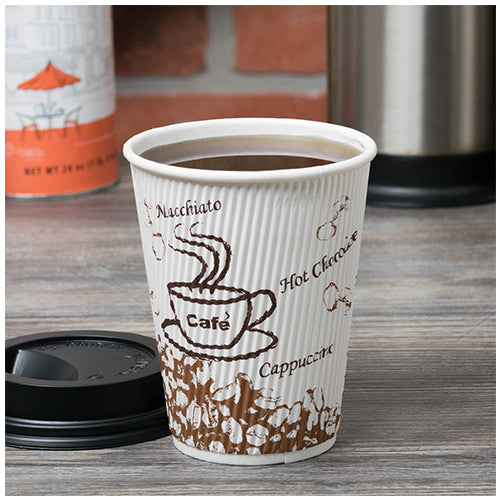 *Choice 12oz Ribbed Paper Hot Cup w/Lids - 25pk