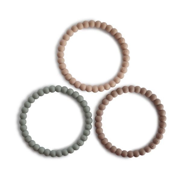 Pearl Teething Bracelet 3-Pack (Clary Sage/Tuscany/Desert Sand)