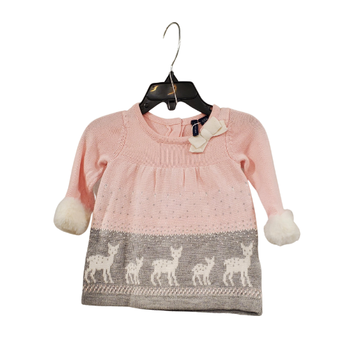 J and J Pink Deer Sweater Dress, 0-3m