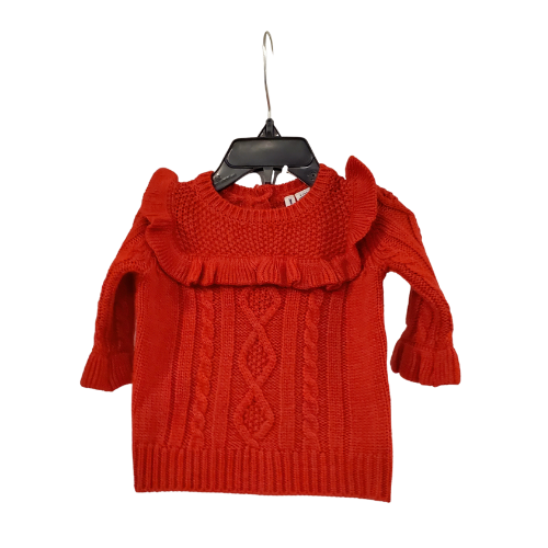 J and J Red Ruffle Sweater - 3-6m