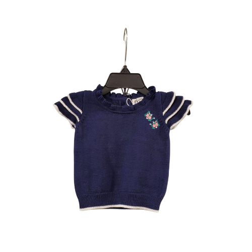 J and J Navy Short Sleeve Sweater, 3-6m