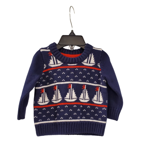 J and J Navy Sailboat Sweater, 3-6m