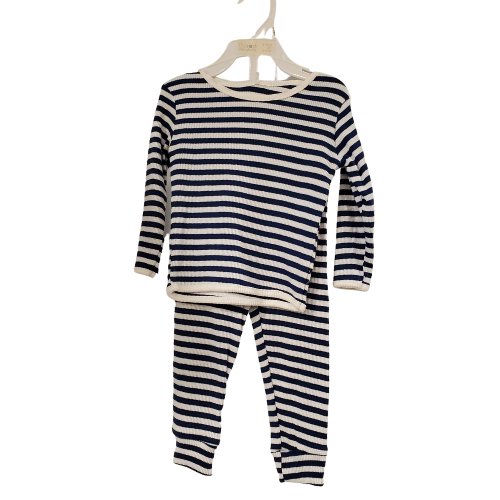 Rabbit Moon Organics Blue Stripe 2 piece set, 6-9m