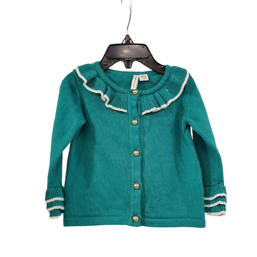 J and J Green Ruffle Cardigan, 6-12m