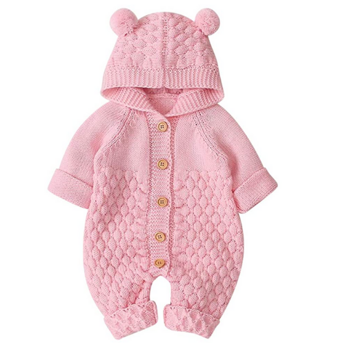 Hooded Knit Romper Snowsuit