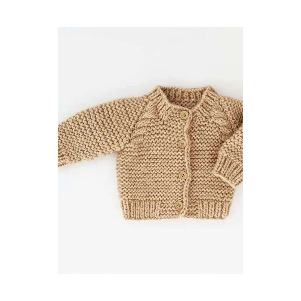 Latte Garter Stitch Cardigan, 0-6m