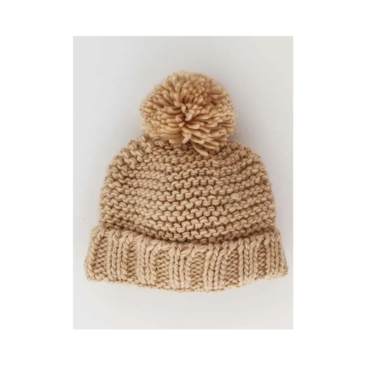 Latte Garter Stitch Beanie, 0-6m