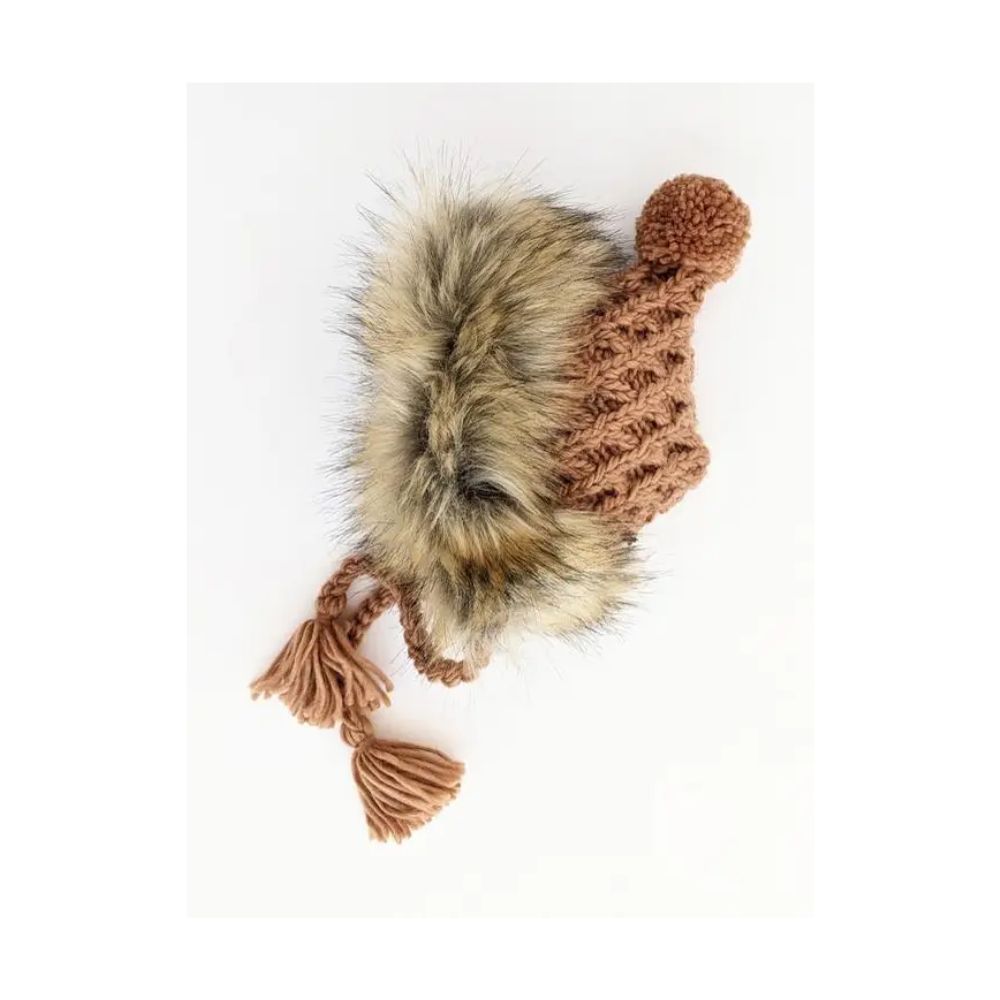 Fur Bonnet in Pecan, XS