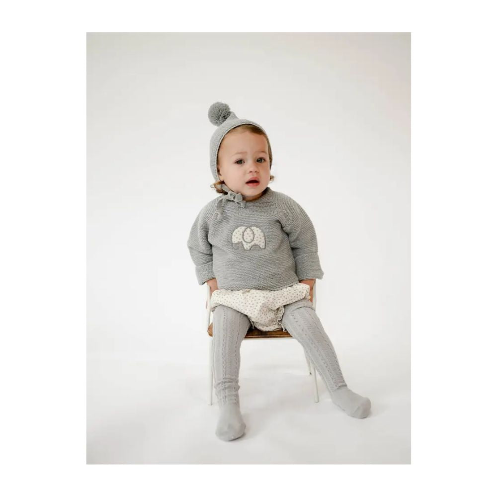 Elephant Sweater, Eucalyptus Bloomers, and Gnome Hat - Set, 6m