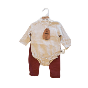 Rabbit  + Bear Organic Cotton Outift Set, Auburn & Natural