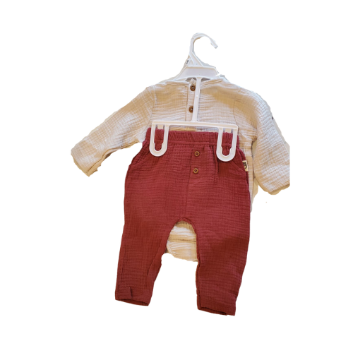 Rabbit  + Bear Organic Cotton Outift Set, Auburn & Natural