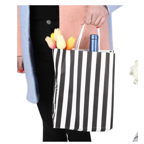 Medium Gift Bag - Black & White Stripe w/Tissue Paper