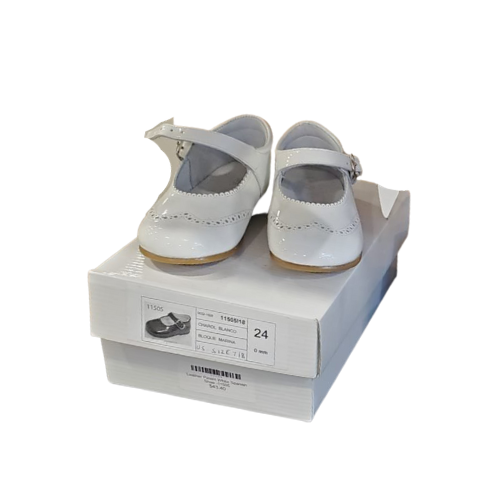 Leather Patent White Spanish Shoe -11505