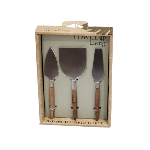 Towle 3pc Cheese Knife Set w/Wood Handles