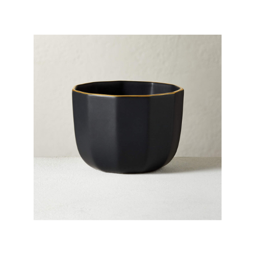 CB2 Queenie Black Dip Bowl w/Gold Rim