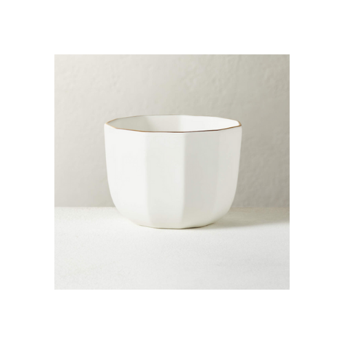 CB2 Queenie White Dip Bowl w/Gold Rim