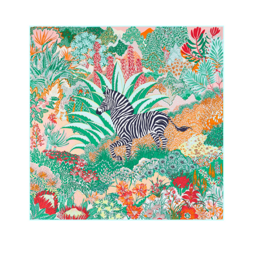 Silk Twill Scarf, Zebra in the Forest - 90cm