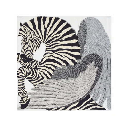 Silk Twill Scarf, Zebra w/wings - 90cm