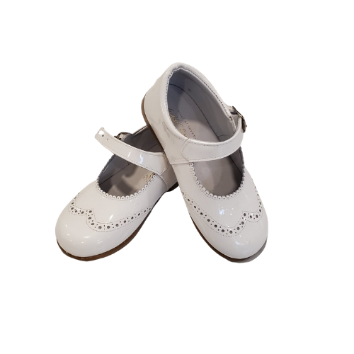 Leather Patent White Spanish Shoe -11505