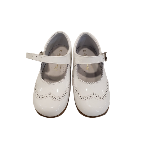 Leather Patent White Spanish Shoe -11505